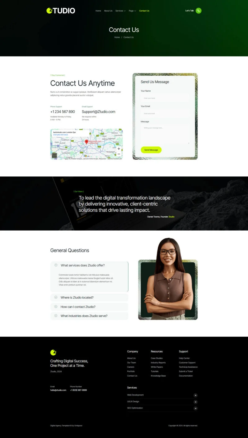 广告创意机构Elementor网站模板_一键导入快速建站插图4-WP资源海 广告/营销 Elementor 模板联系页面预览