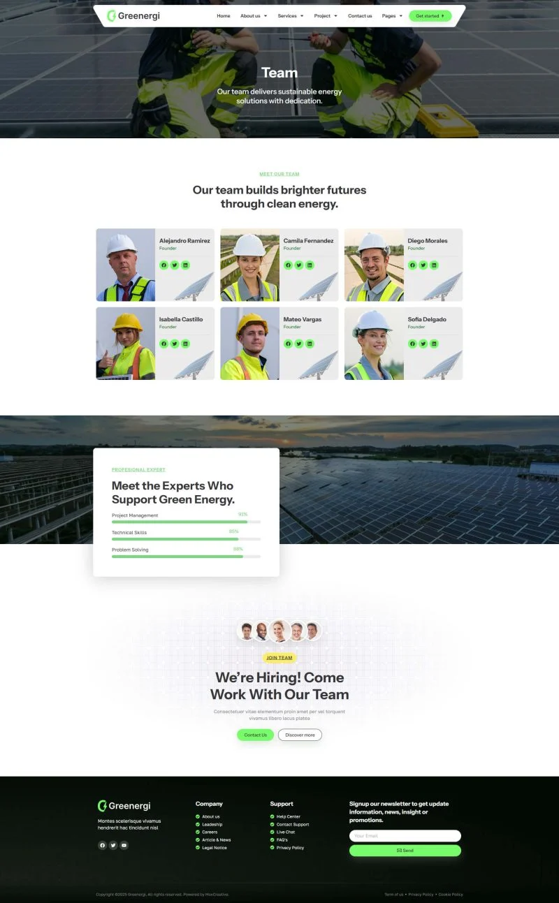 清洁能源工程Elementor网站模板_一键导入快速建站插图1-WP资源海 工业/工厂 Elementor 模板团队页面预览