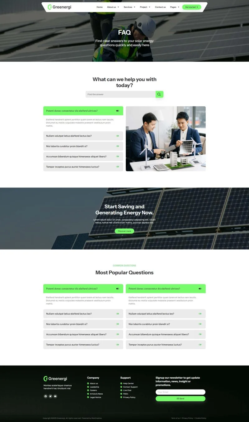 清洁能源工程Elementor网站模板_一键导入快速建站插图6-WP资源海 工业/工厂 Elementor 模板常见问题预览
