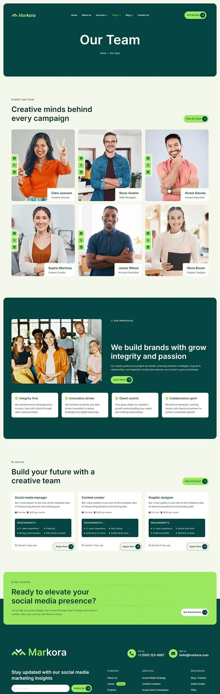 广告/营销 Elementor 模板团队页面预览