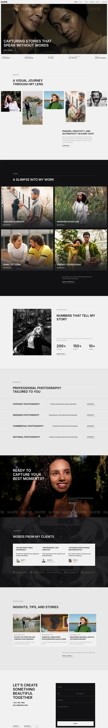 写真作品集Elementor网站模板_一键导入快速建站插图1-WP资源海 摄影 Elementor 模板首页预览