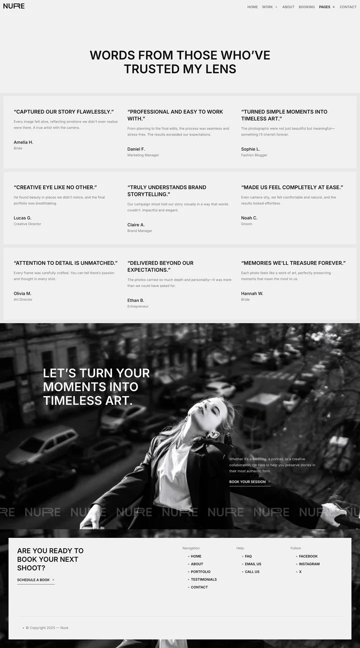 写真作品集Elementor网站模板_一键导入快速建站插图5-WP资源海 摄影 Elementor 模板客户评价预览