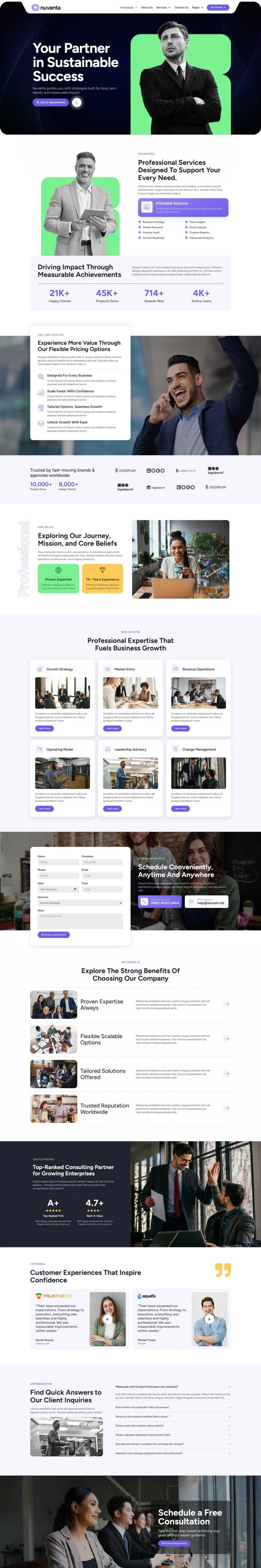 商务咨询顾问Elementor网站模板_一键导入快速建站插图1-WP资源海 服务/咨询 Elementor 模板首页预览