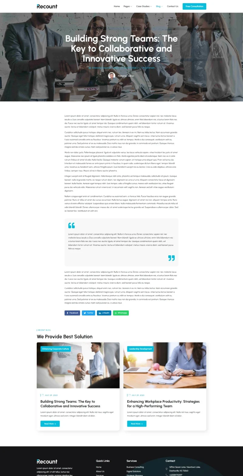 咨询服务Elementor网站模板_一键导入快速建站插图2-WP资源海 服务/咨询 Elementor 模板博客页面预览