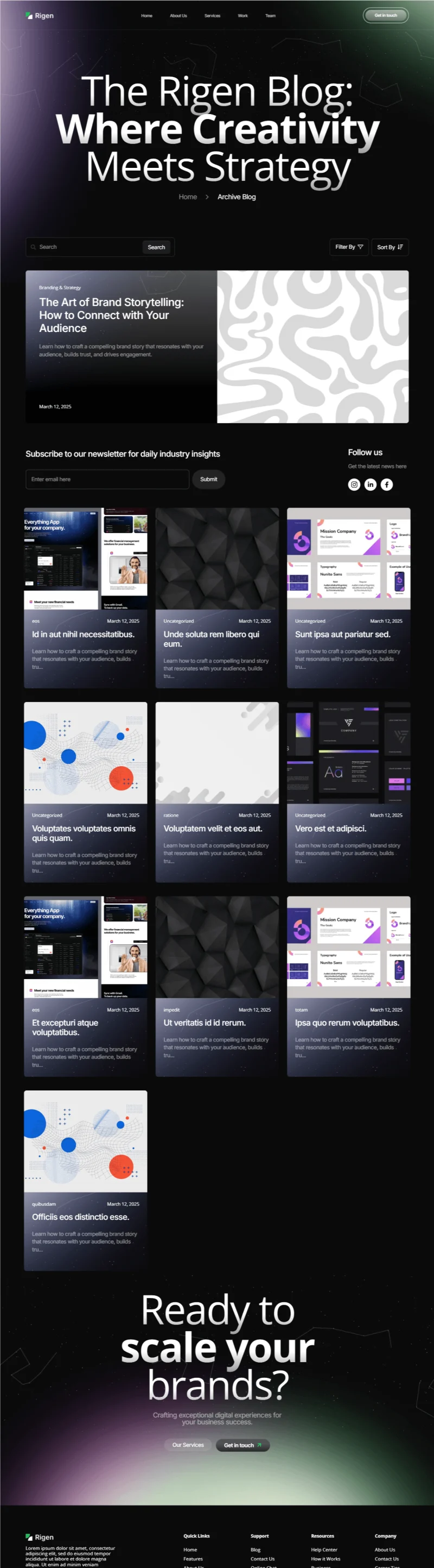 艺术/设计 Elementor 模板博客页面预览