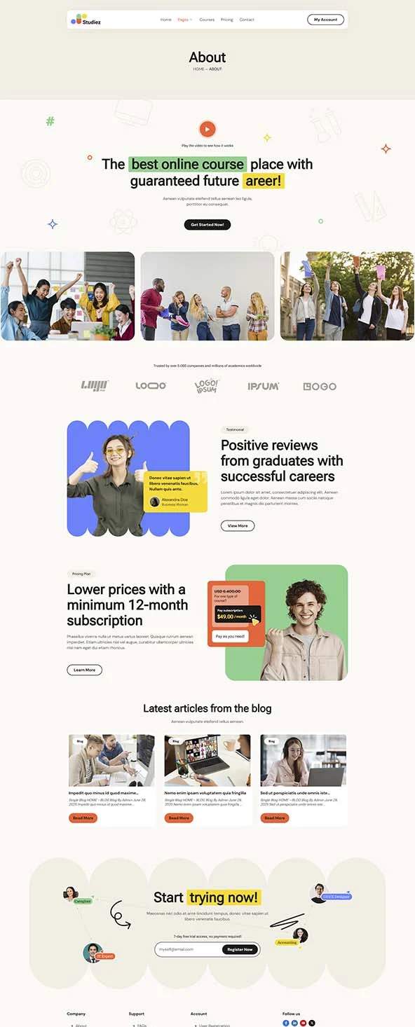 AI课程平台Elementor网站模板_一键导入快速建站插图2-WP资源海 教育/培训 Elementor 模板关于我们预览