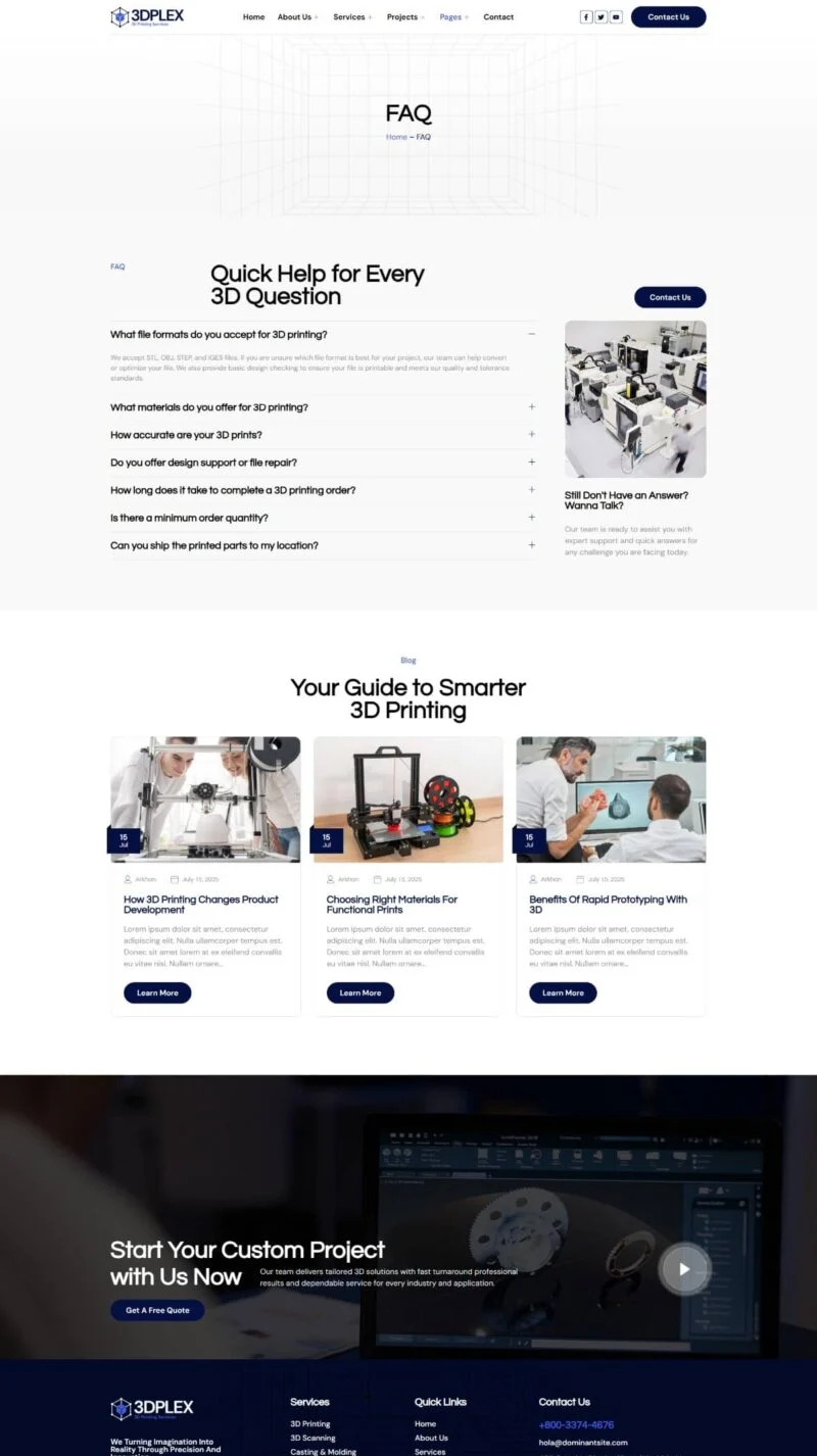 工业/工厂 Elementor 模板常见问题预览