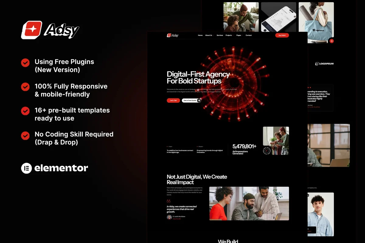 广告营销-初创企业Elementor网站模板_一键导入快速建站插图-WP资源海 广告/营销 Elementor 网站模板封面