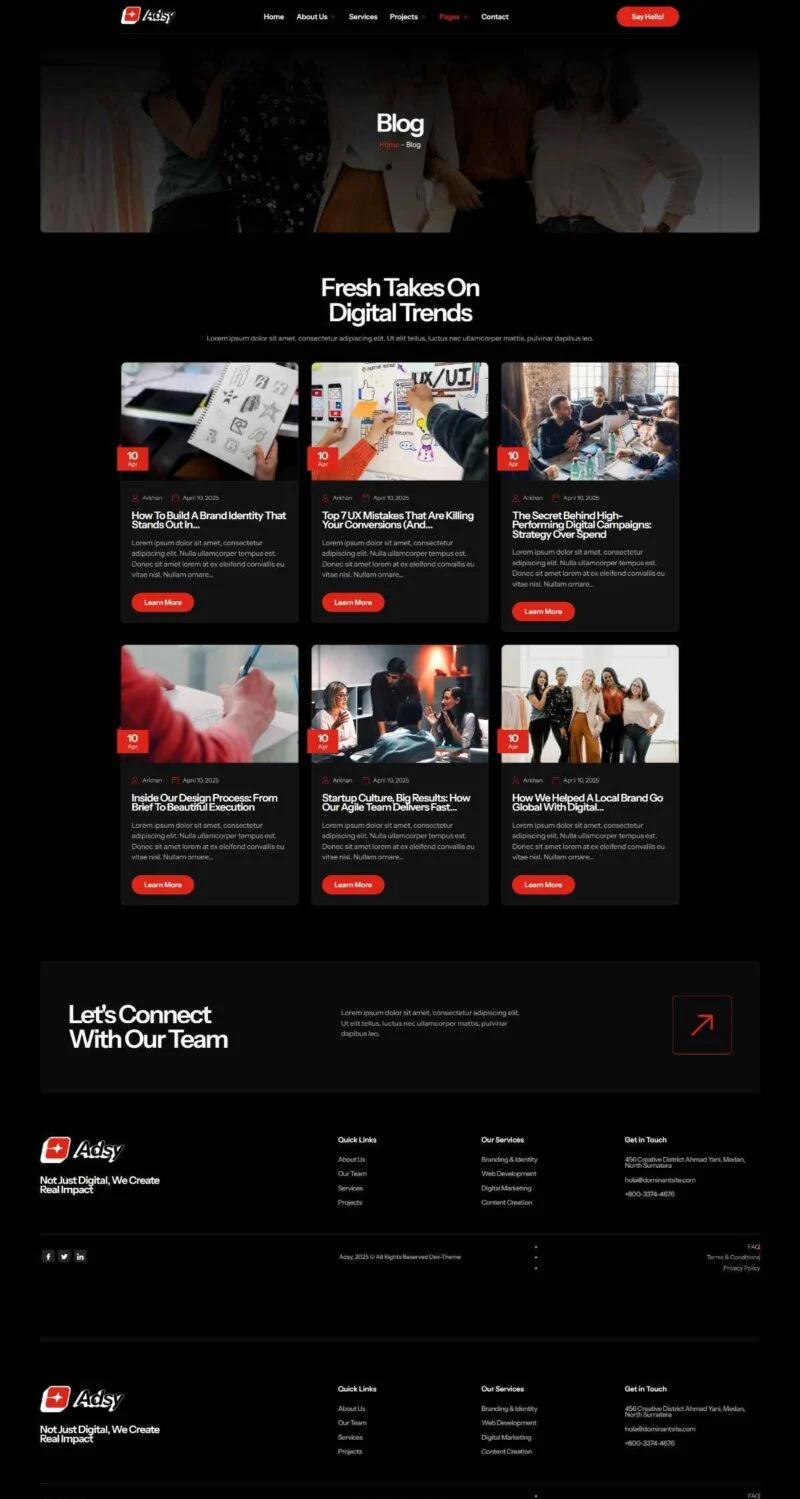广告营销-初创企业Elementor网站模板_一键导入快速建站插图2-WP资源海 广告/营销 Elementor 模板博客页面预览