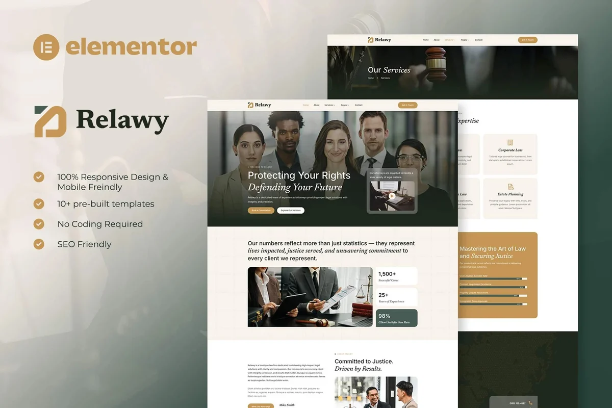 律师团队Elementor网站模板_一键导入快速建站插图-WP资源海 政治/法律 Elementor 网站模板封面
