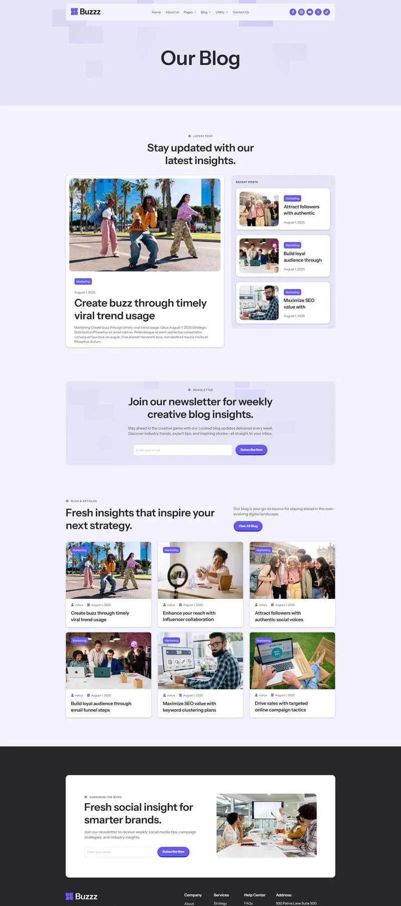 广告/营销 Elementor 模板博客页面预览