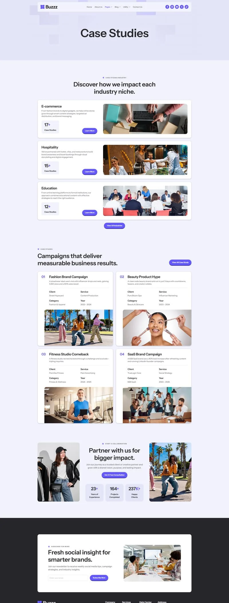 广告/营销 Elementor 模板案例页面预览