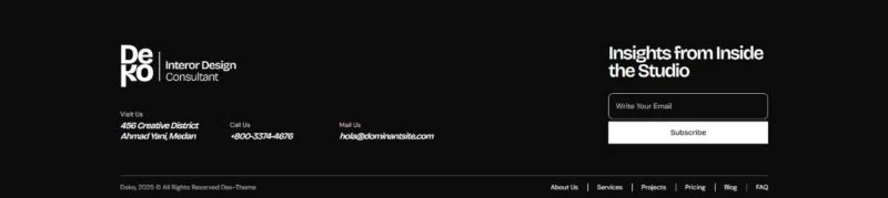 室内设计顾问Elementor网站模板_一键导入快速建站插图6-WP资源海 艺术/设计 Elementor 模板页脚预览