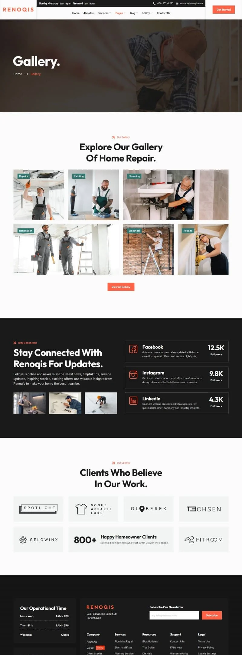 维修 Elementor 模板图片展示预览