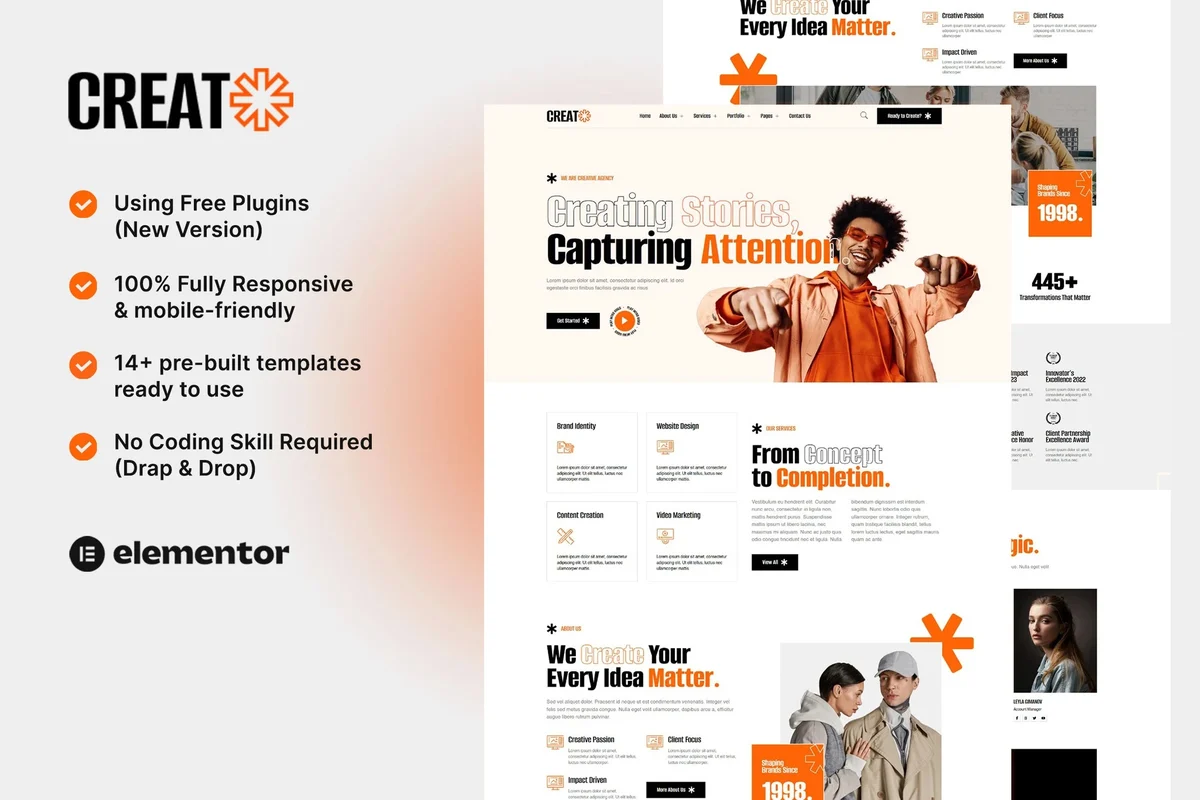 广告营销创意机构Elementor网站模板_一键导入快速建站插图-WP资源海 艺术/设计 Elementor 网站模板封面
