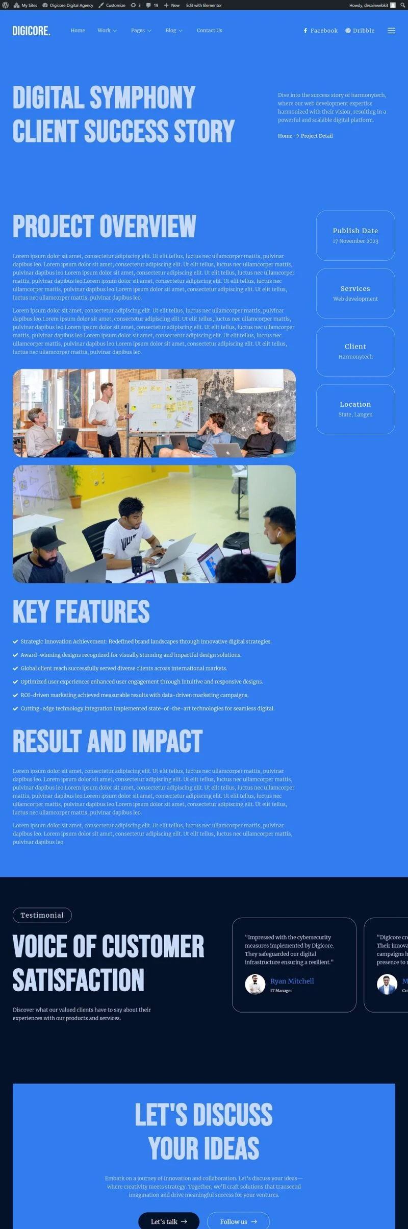 艺术/设计 Elementor 模板项目详情预览