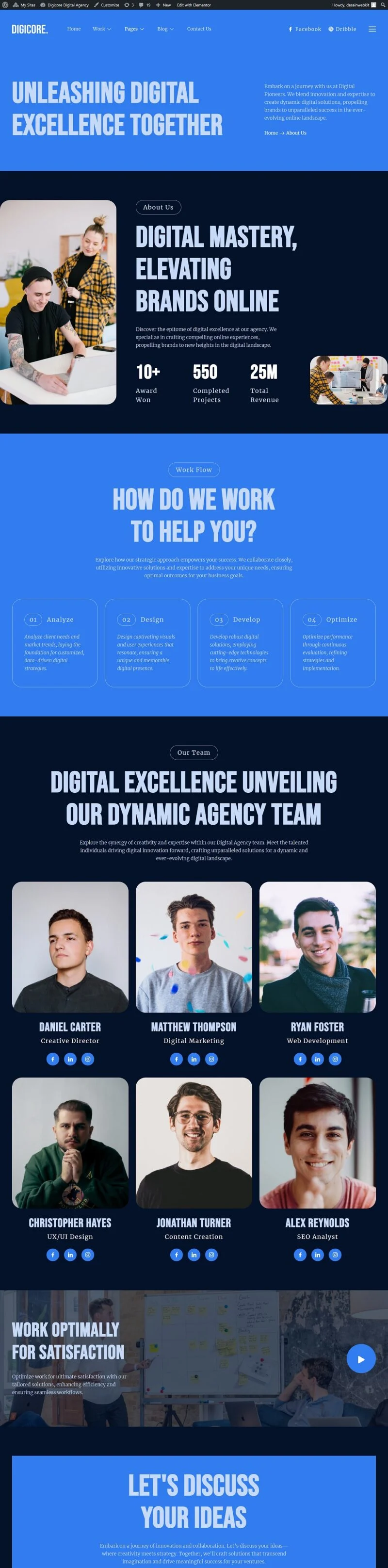 艺术/设计 Elementor 模板关于我们预览