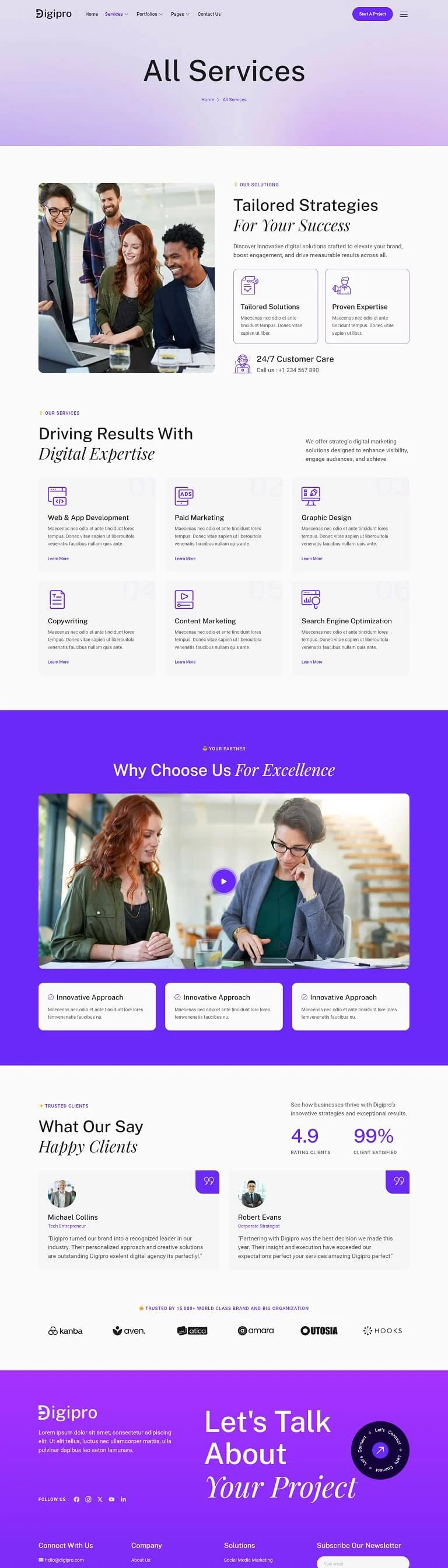 广告/营销 Elementor 模板服务页面预览