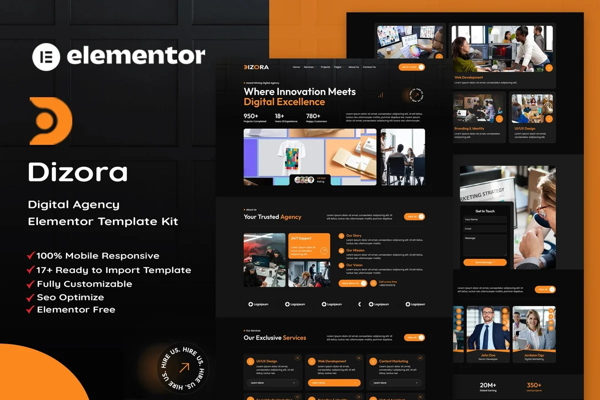 数字代理Elementor网站模板_一键导入快速建站插图-WP资源海 广告/营销 Elementor 网站模板封面