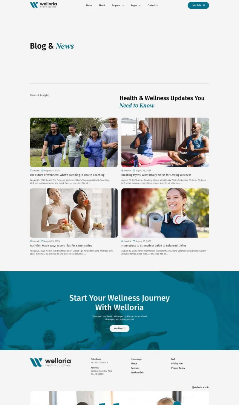健康/医药 Elementor 模板博客页面预览
