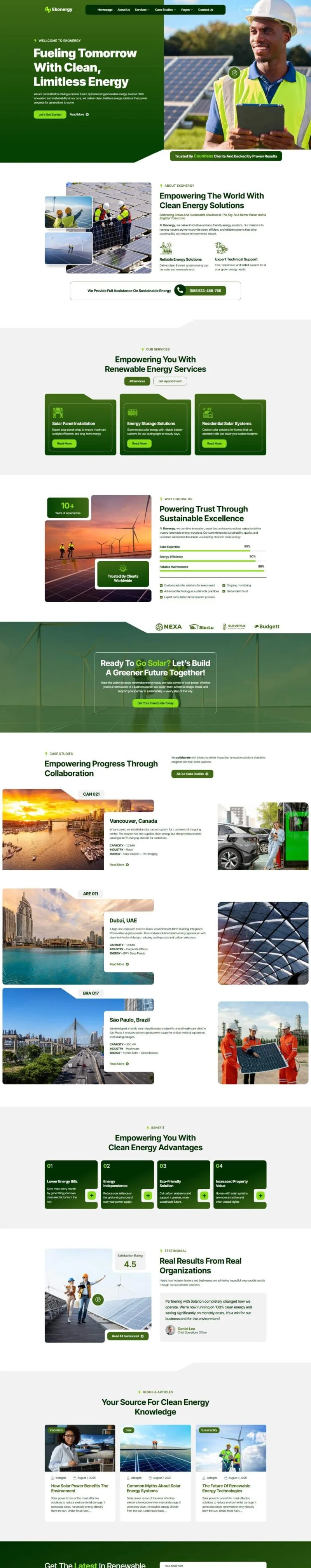 可再生能源服务Elementor网站模板_一键导入快速建站插图1-WP资源海 工业/工厂 Elementor 模板首页预览