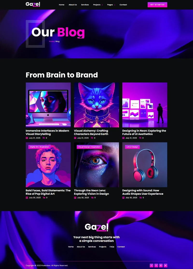 艺术/设计 Elementor 模板博客页面预览