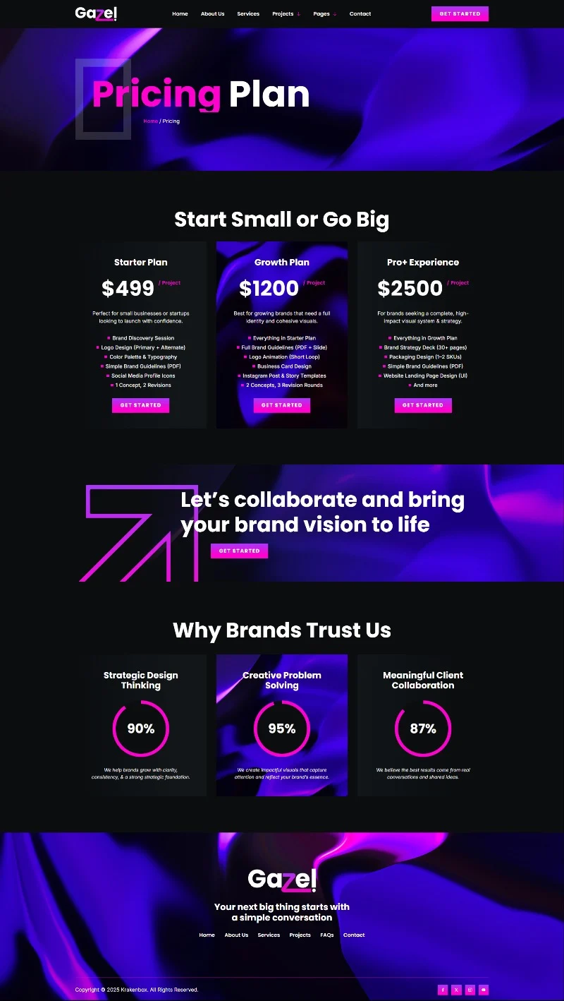 艺术/设计 Elementor 模板价格页面预览