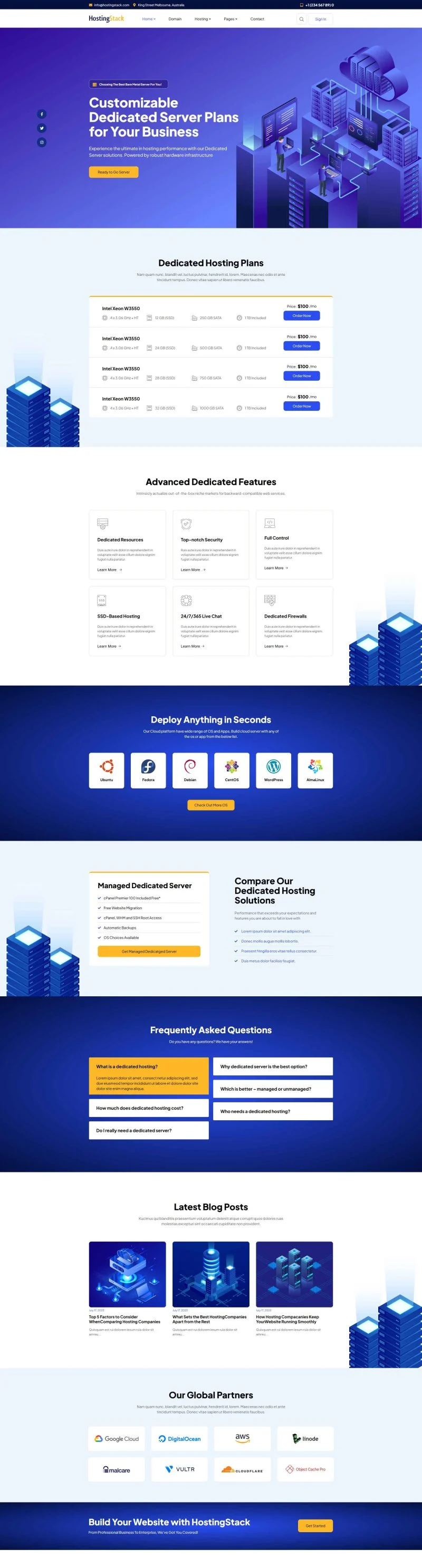主机托管Elementor网站模板_一键导入快速建站插图3-WP资源海 IT互联网 Elementor 模板首页预览