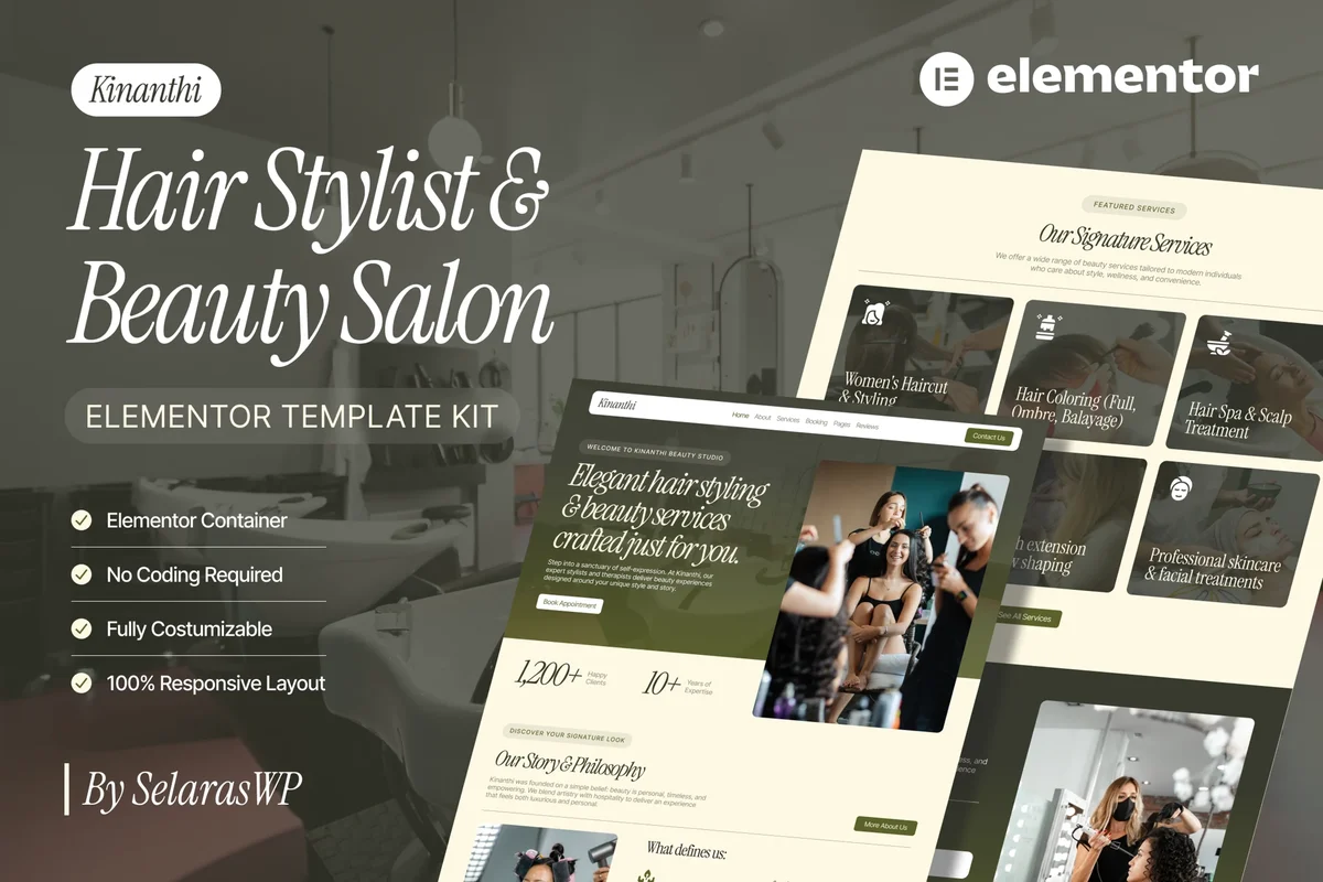 美发造型Elementor网站模板_一键导入快速建站插图-WP资源海 美容/美发 Elementor 网站模板封面