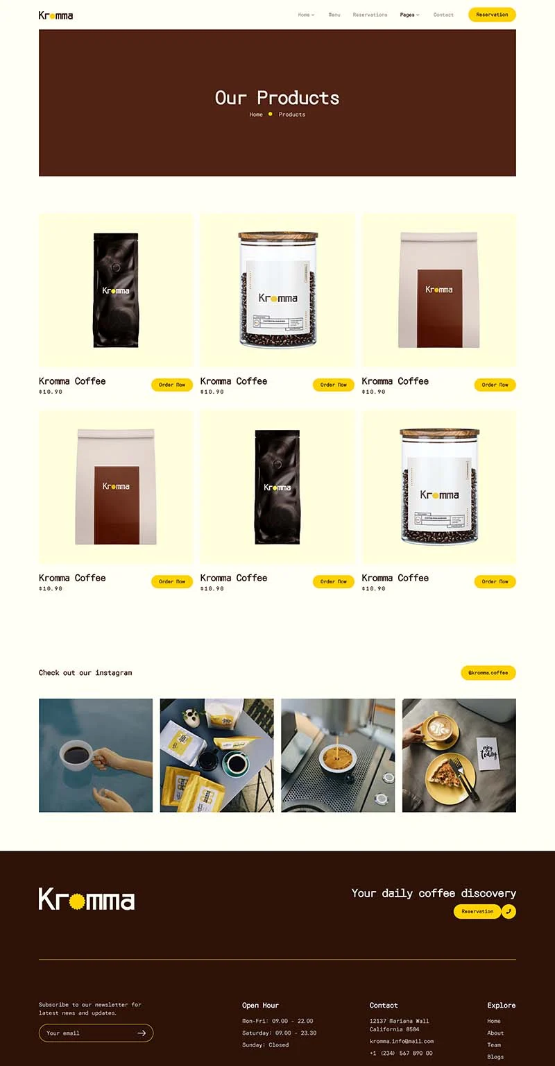 餐饮/食品 Elementor 模板商品列表预览