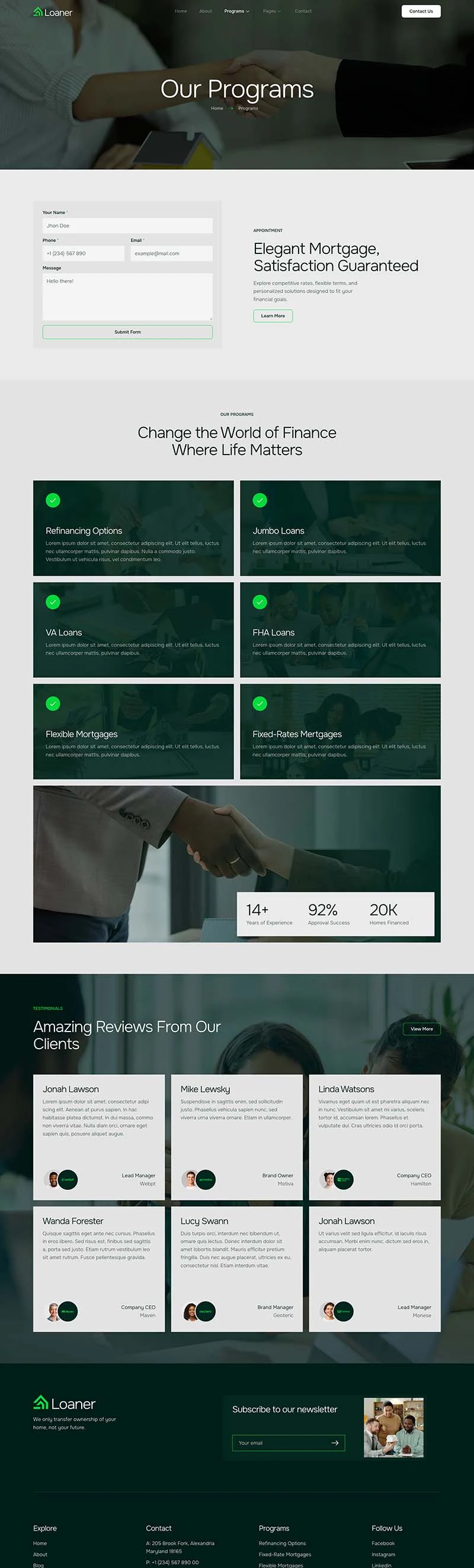 金融/投资 Elementor 模板项目页面预览