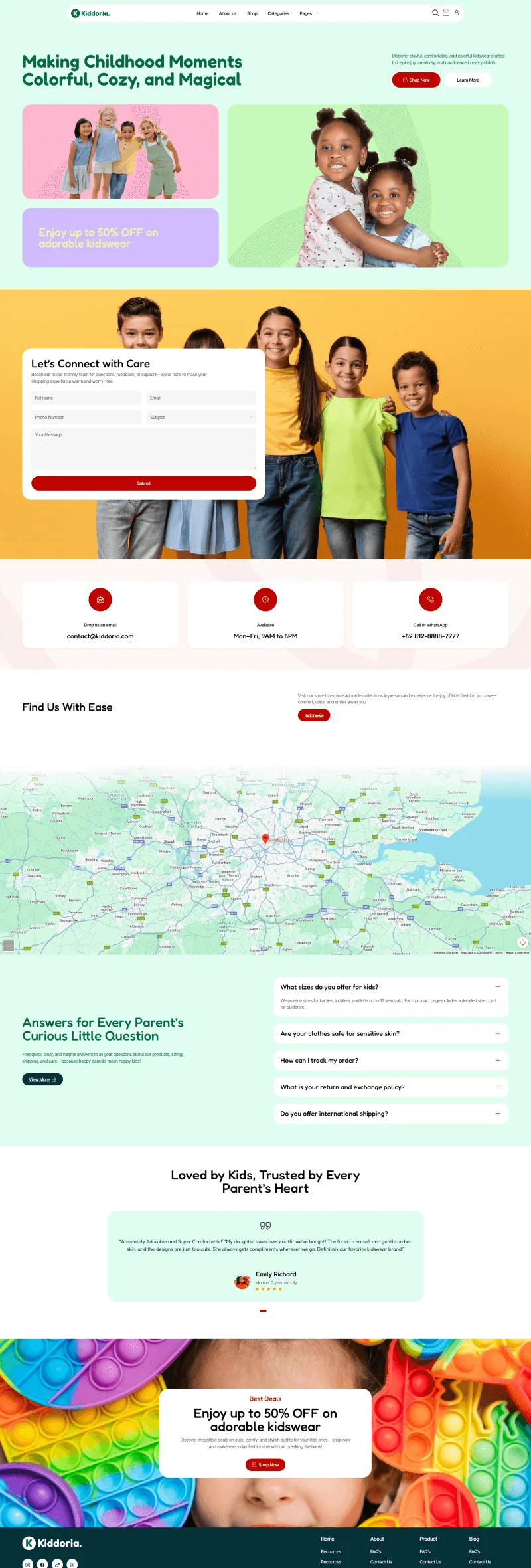 服装 Elementor 模板联系页面预览