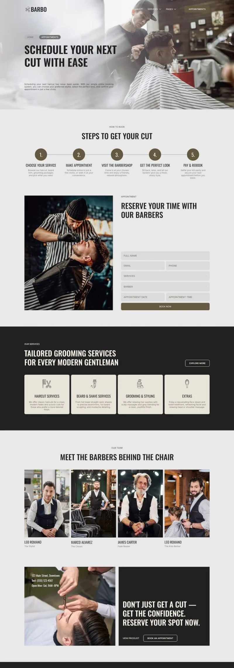美容/美发 Elementor 模板预约页面预览