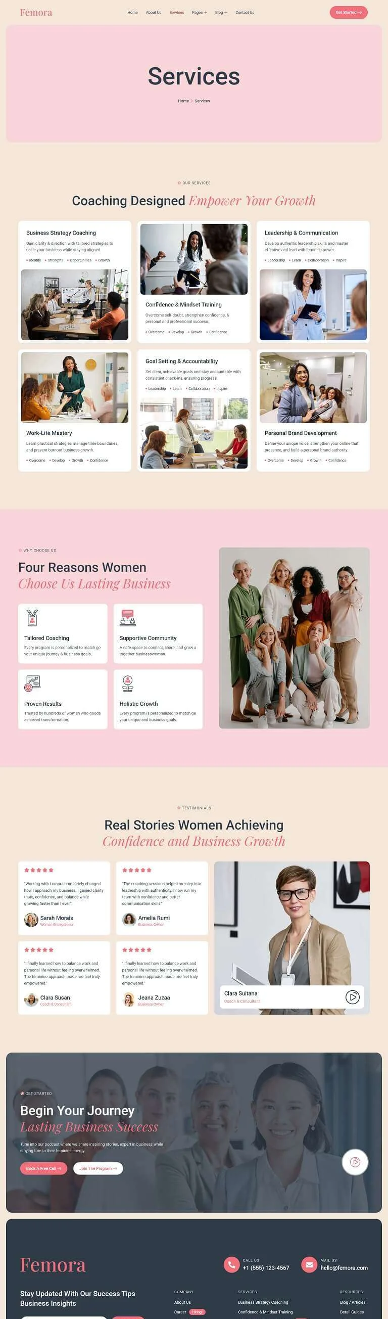 女性商业辅导Elementor网站模板_一键导入快速建站插图2-WP资源海 服务/咨询 Elementor 模板服务页面预览