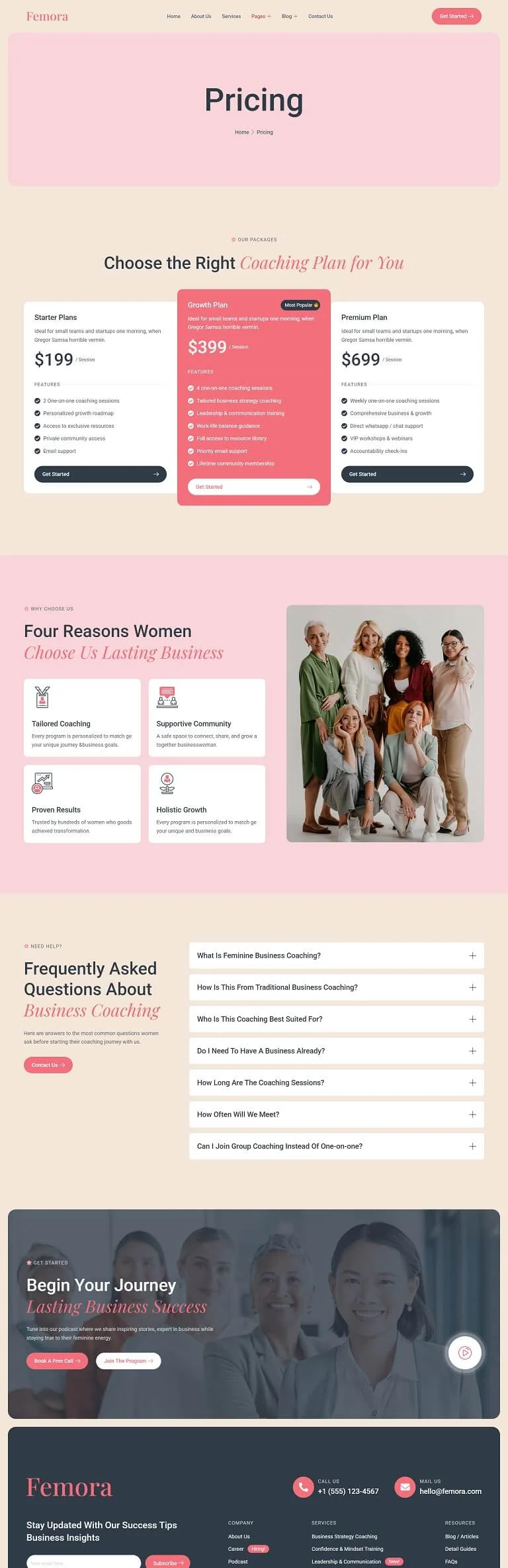 女性商业辅导Elementor网站模板_一键导入快速建站插图3-WP资源海 服务/咨询 Elementor 模板价格页面预览