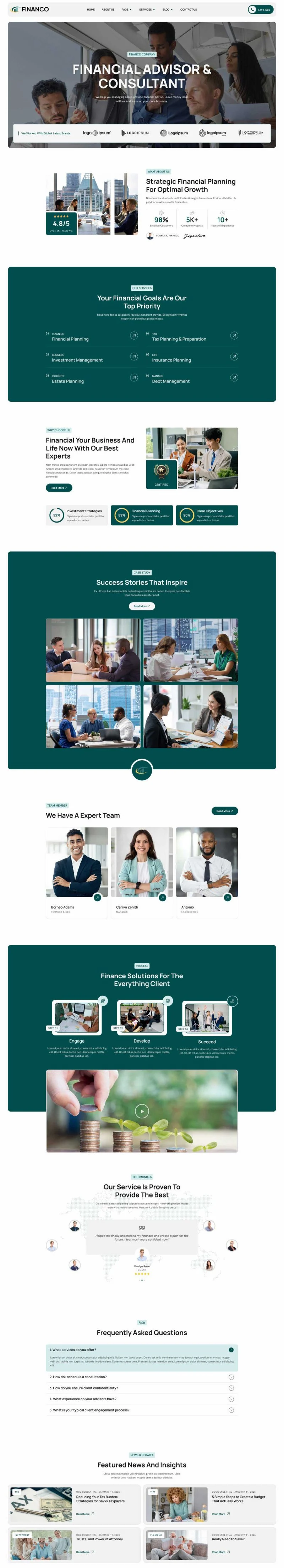 金融/投资 Elementor 模板首页预览