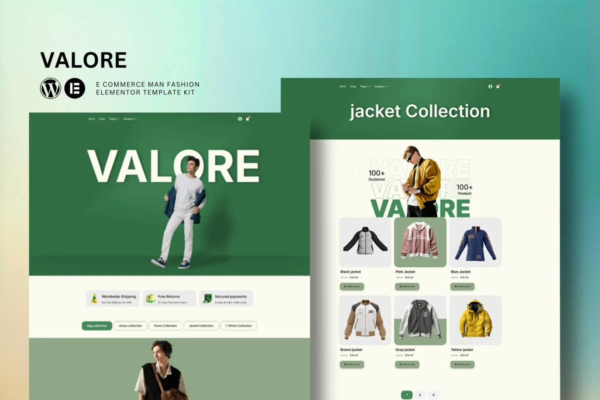 男装服饰电商Elementor网站模板_一键导入快速建站插图-WP资源海 服装 Elementor 网站模板封面