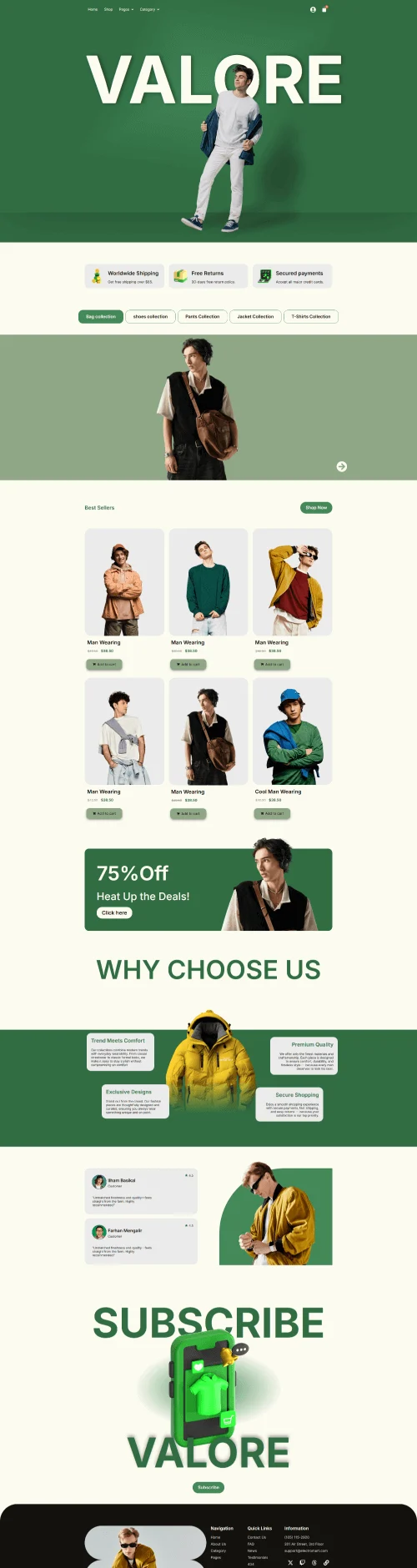 男装服饰电商Elementor网站模板_一键导入快速建站插图2-WP资源海 服装 Elementor 模板首页预览