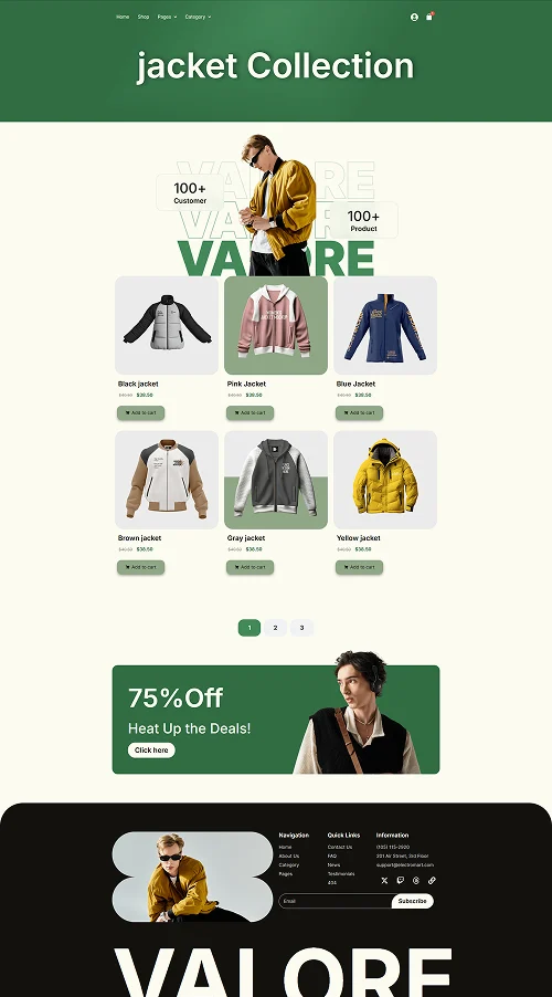 男装服饰电商Elementor网站模板_一键导入快速建站插图3-WP资源海 服装 Elementor 模板夹克系列预览