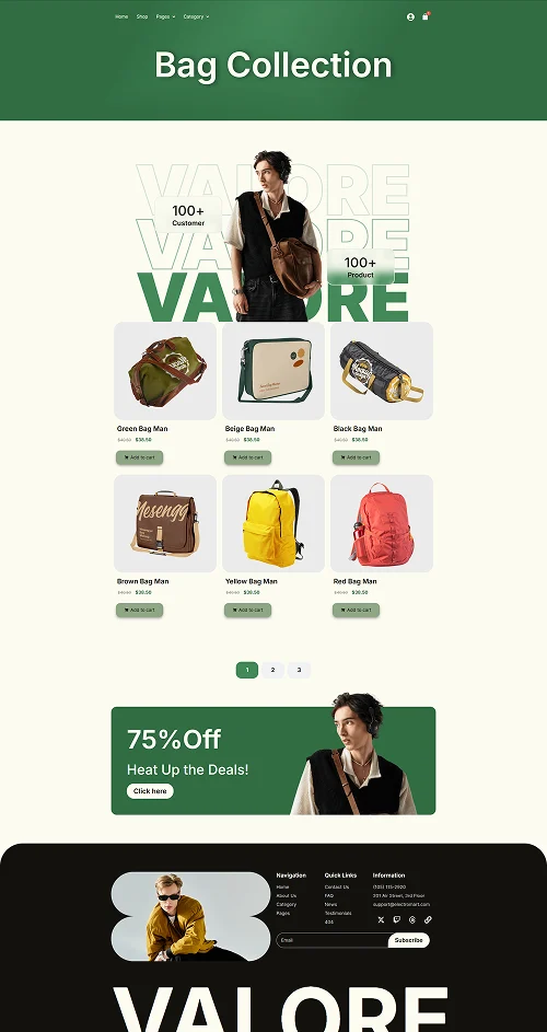 男装服饰电商Elementor网站模板_一键导入快速建站插图6-WP资源海 服装 Elementor 模板包袋系列预览
