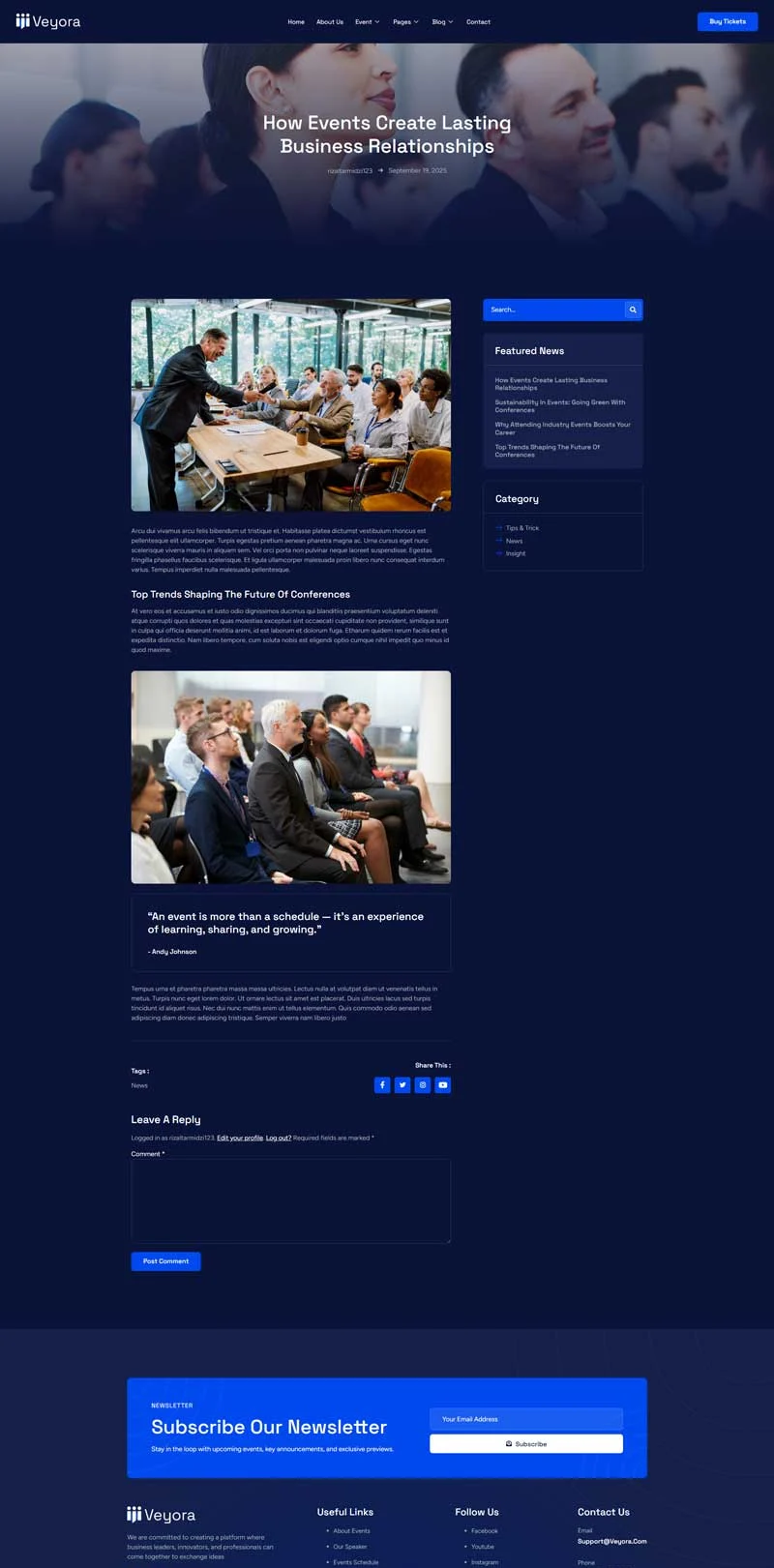 技术会议Elementor网站模板_一键导入快速建站插图5-WP资源海 会议/展览 Elementor 模板博客页面预览