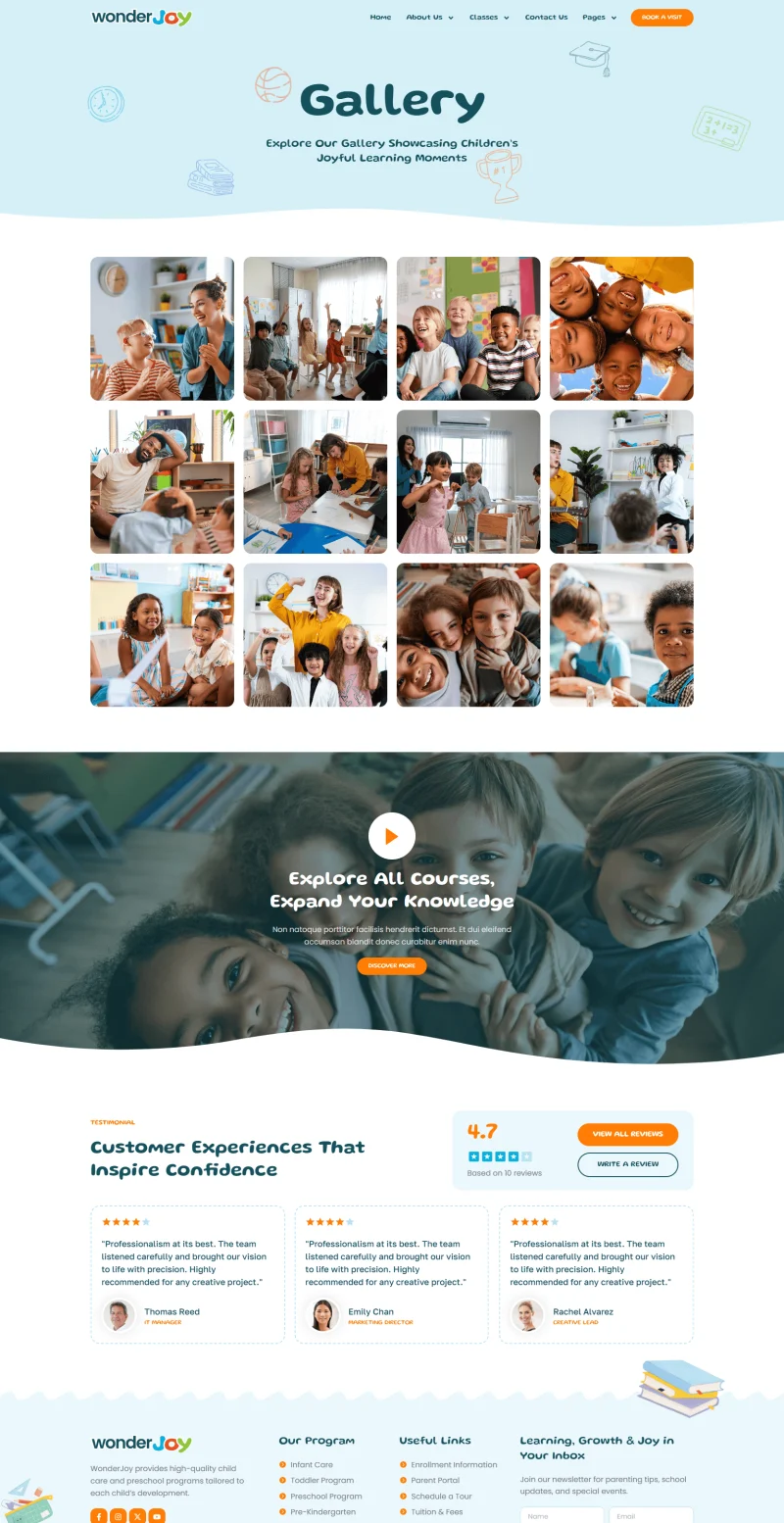 幼儿教育Elementor网站模板_一键导入快速建站插图2-WP资源海 学校 Elementor 模板图片展示预览