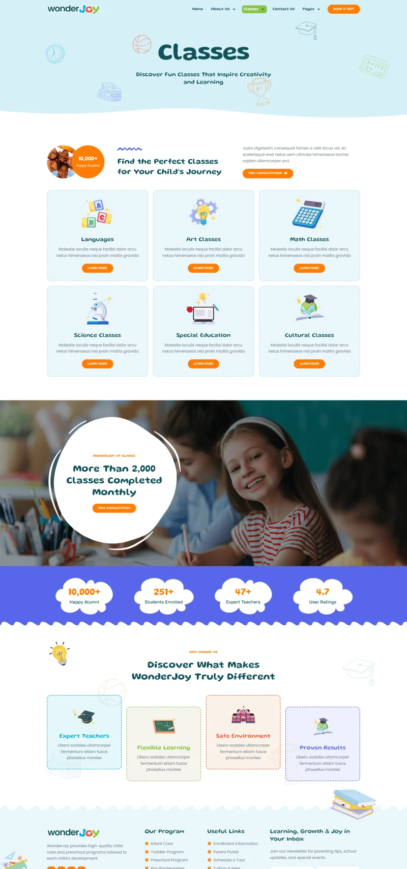 幼儿教育Elementor网站模板_一键导入快速建站插图5-WP资源海 学校 Elementor 模板课程列表预览
