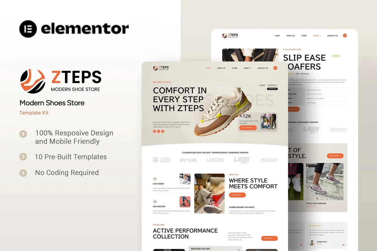 潮流鞋店Elementor网站模板_一键导入快速建站插图-WP资源海 服装 Elementor 网站模板封面