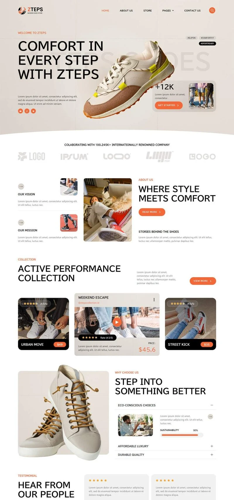 潮流鞋店Elementor网站模板_一键导入快速建站插图1-WP资源海 服装 Elementor 模板首页预览
