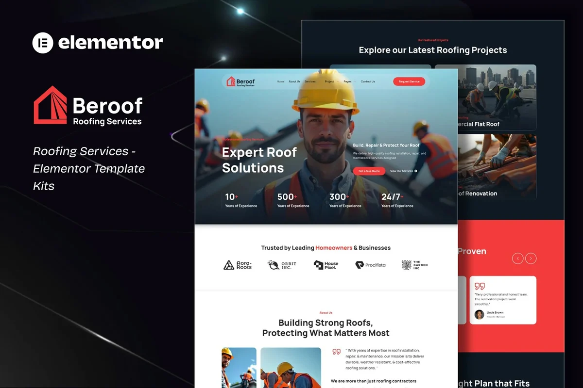 屋顶装修Elementor网站模板_一键导入快速建站插图-WP资源海 装修 Elementor 网站模板封面