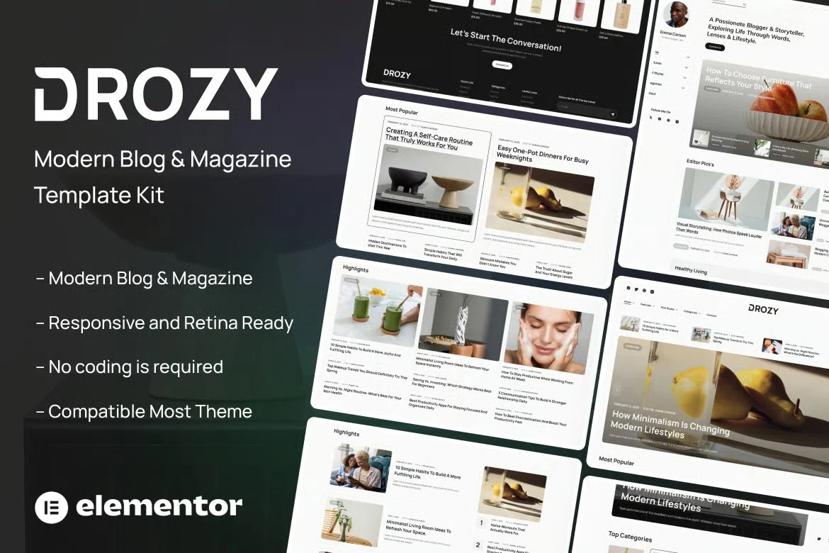 博客杂志Elementor网站模板_一键导入快速建站插图-WP资源海 博客/杂志 Elementor 网站模板封面