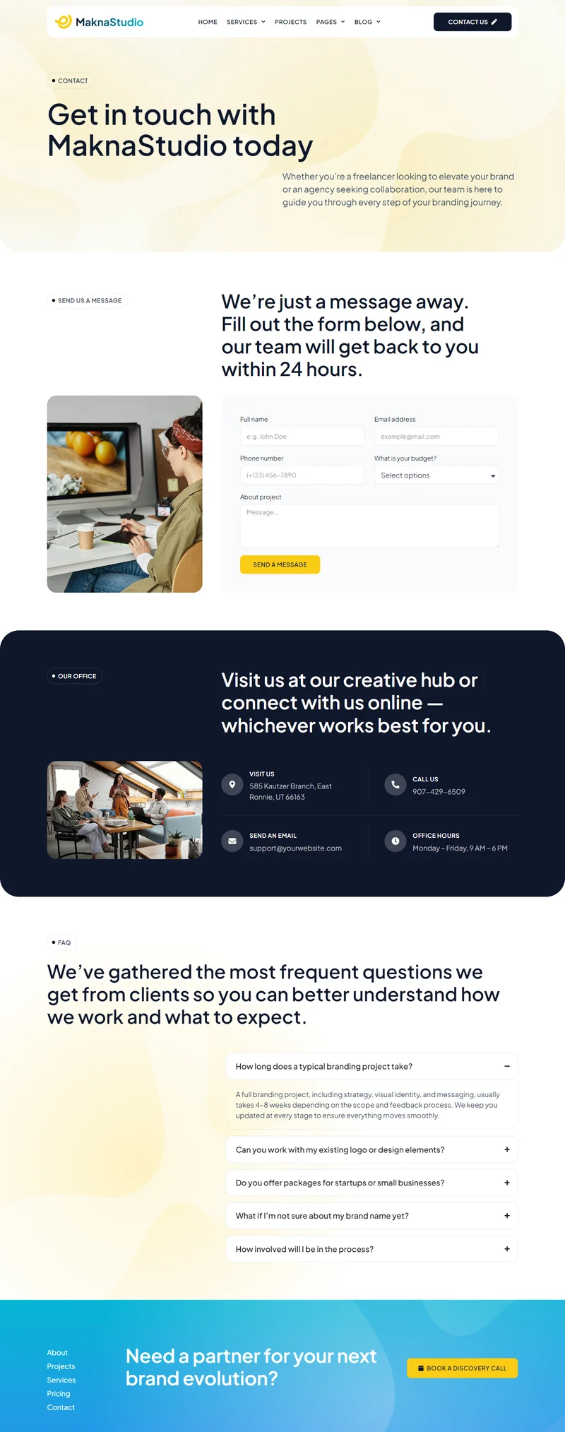广告/营销 Elementor 模板联系我们预览