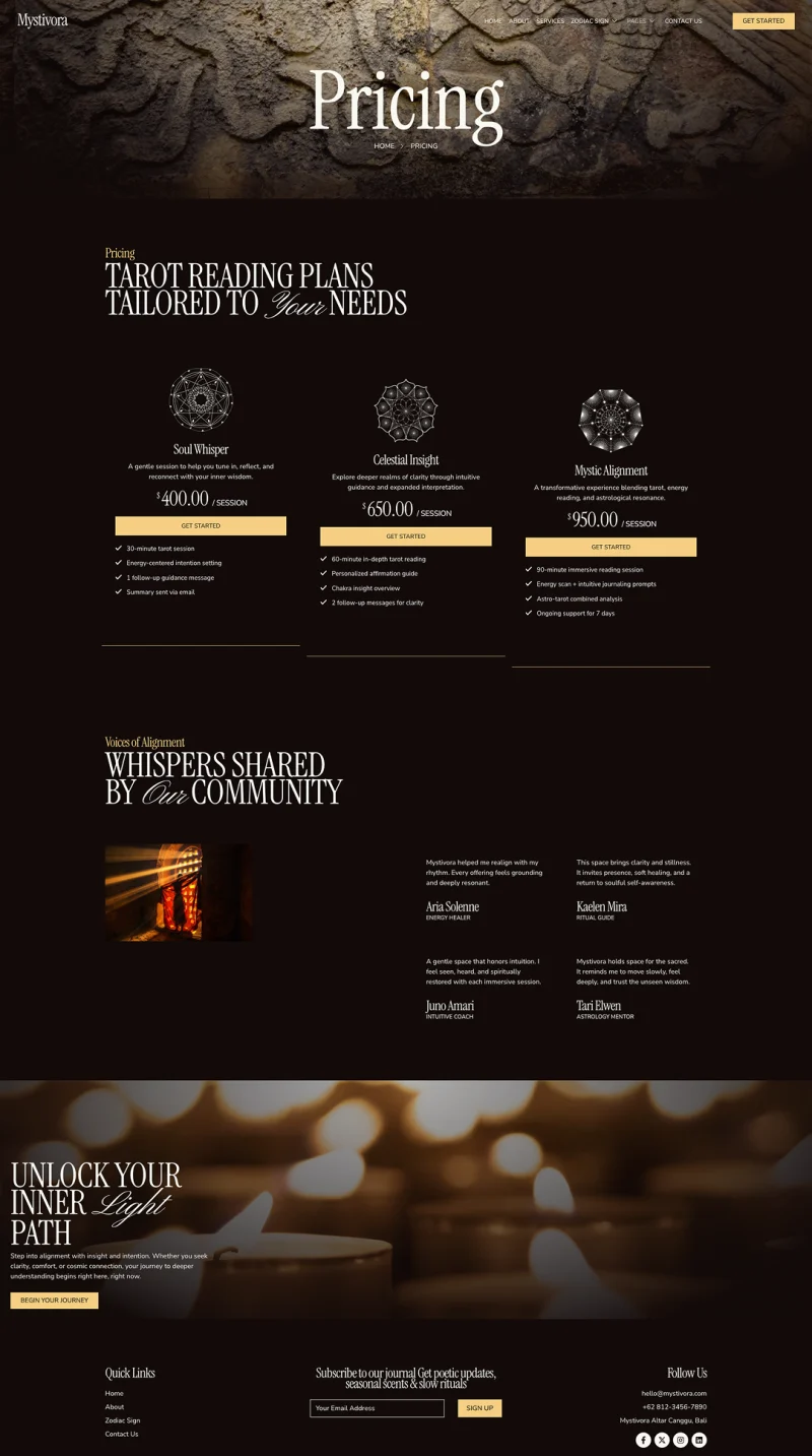 星象解读服务Elementor网站模板_一键导入快速建站插图7-WP资源海 服务/咨询 Elementor 模板价格页面预览