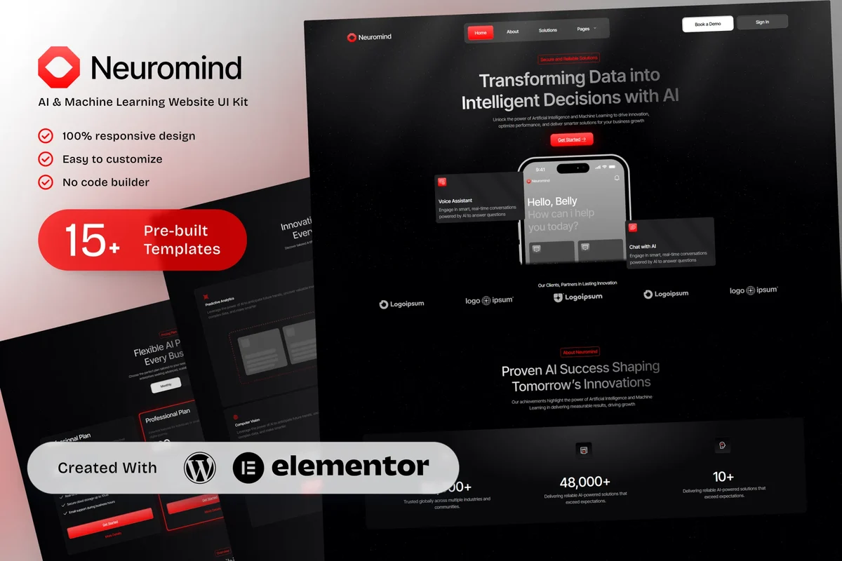 AI 人工智能Elementor网站模板_一键导入快速建站插图-WP资源海 AI Elementor 网站模板封面